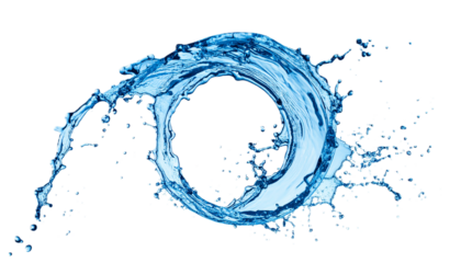 Dynamic Blue Water Splash Circle or Whirlpool Shape, Isolated on Transparent Background - Cut Out