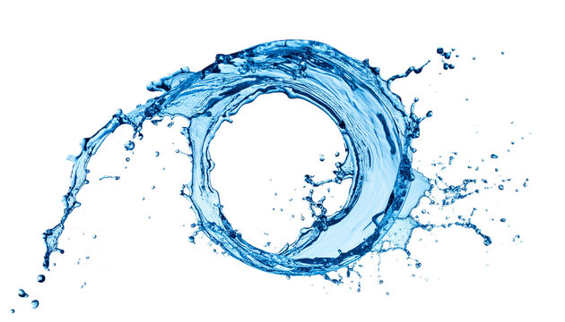 Dynamic Blue Water Splash Circle or Whirlpool Shape, Isolated on Transparent Background - Cut Out