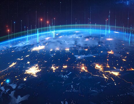Global Connectivity - A Digital Earth View with Data Streams.