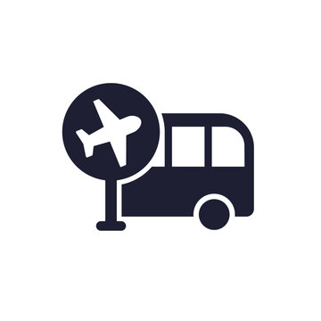 bus, shuttle to airport icon, sign on white