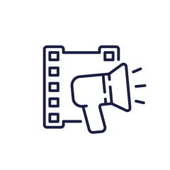 video marketing line icon on white