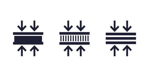 thick or thickness icons, different materials