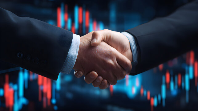 Business partners shaking hands making financial deal - Powered by Adobe