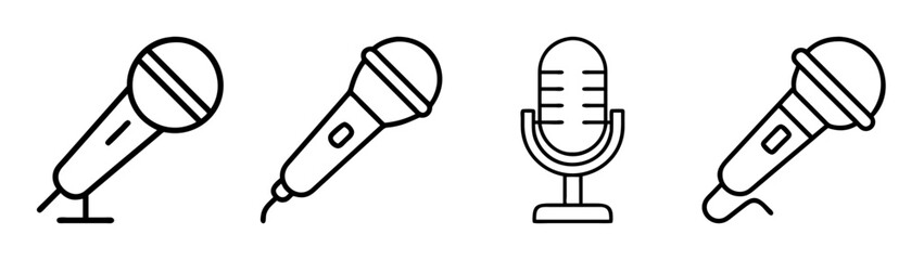 Microphone line icon set. audio equipment vector symbols graphics