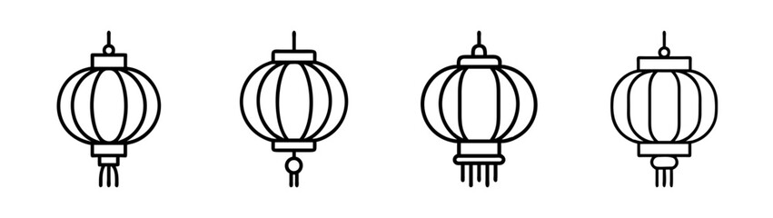 Obraz premium Traditional asian lanterns outline icons set for new year event