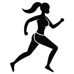 running woman silhouette icon on white background