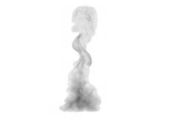 White smoke or steam plume curling upwards, creating a decorative abstract fog effect on transparent background