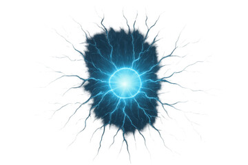 Naklejka premium Blue energy orb generating electricity and lightning, futuristic power source concept with transparent background