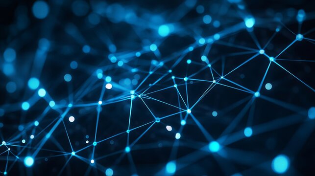 Stunning blue network of interconnected data points, modern technology background for innovative projects, vibrant digital communication and cybersecurity