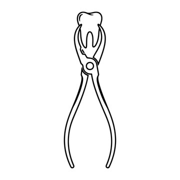 Dental Forceps Holding Tooth Oral Surgery Line Art Icon