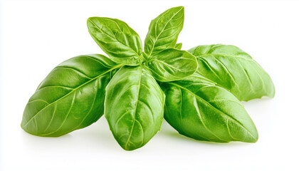 Basil herb with green leaves isolated on white background