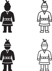 Isolated Norway Sami Costume, Norway Sami Costume icon, Norway Sami cultural clothing, traditional attire, heritage dress, black vector fashion symbol, indigenous costume design for buyers