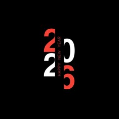 Set of Happy New Year 2026 logo design template with numbers and typography. Elegant minimalist vector illustration for branding, calendar, invitation, greeting card, banner, poster