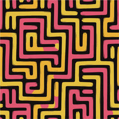 Geometric Maze Seamless Pattern Background