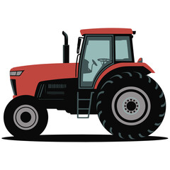 red tractor isolated