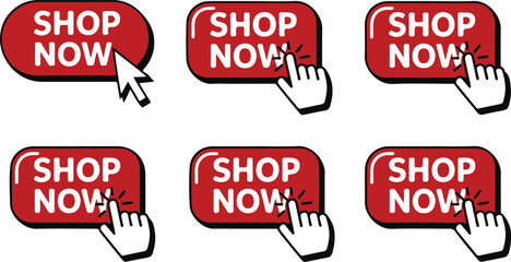 Shop now button icon set