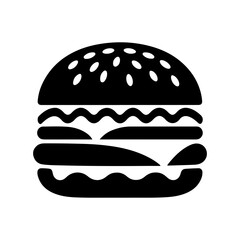 Silhouette vector illustration of a burger isolated on transparent background
