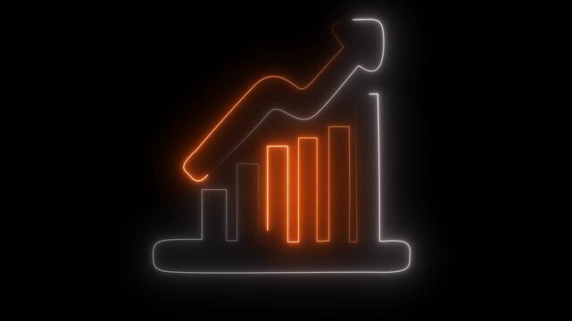 Neon Pink and Bar Graph Growth Animation Loop - Powered by Adobe