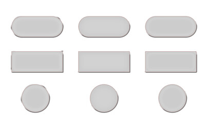 Collection nine transparent glass banners buttons set three shapes rounded rectangular sharp...