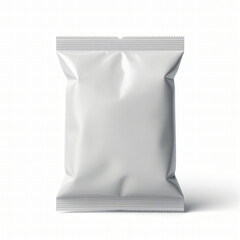 Plain matte white pouch bag isolated on light background for packaging mockup and branding