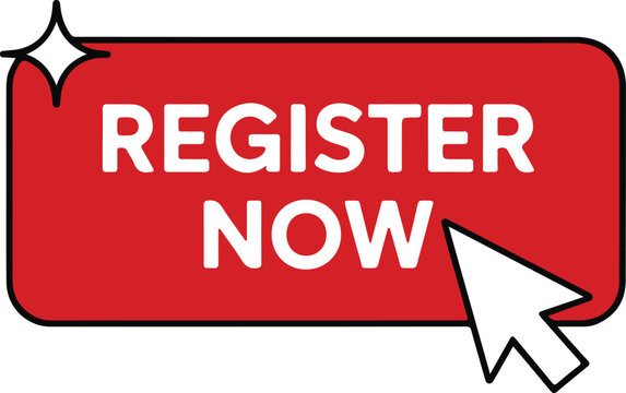 Button register now with mouse cursor