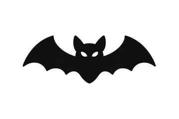 Black bat silhouette with glowing eyes flying, halloween concept for spooky night events and party decorations