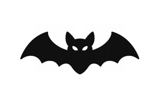 Black bat silhouette with glowing eyes flying, halloween concept for spooky night events and party decorations - Powered by Adobe