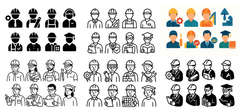 Diverse occupations and professional icons set