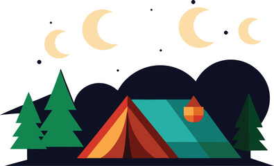 Obraz premium Camping under the moonlight a peaceful nighttime scene in nature