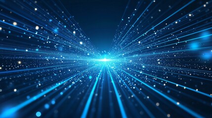 Obraz premium Dynamic abstract of glowing blue light trails, perfect for technology, innovation, or futuristic concepts, creating a powerful visual statement.