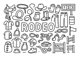 Obraz premium Rodeo Icons Illustration
