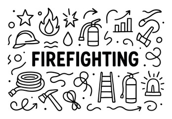 Firefighting Icons Doodle