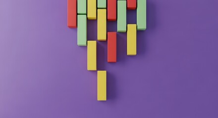 Modern minimalist design featuring colorful blocks on trendy purple background, perfect for abstract presentations or vibrant tech projects