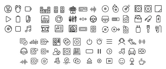 Minimalist audio and music icon set