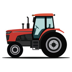 red tractor isolated on white