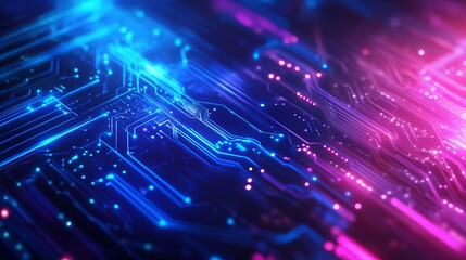 Cutting edge technology with vibrant blue and pink glowing circuit patterns, perfect for modern tech and innovation concepts, futuristic design elements