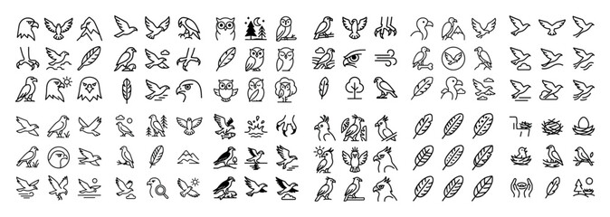 Fototapeta premium Minimalist bird icon collection