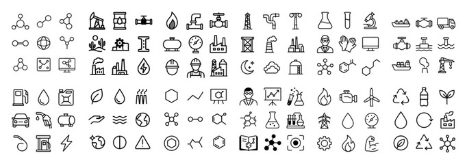Fototapeta premium Science and industry line icons collection