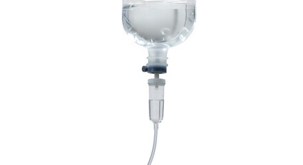 IV Drip on Black Shows Clear Fluid. Use for medical, healthcare content, infographics, presentations, and educational materials.