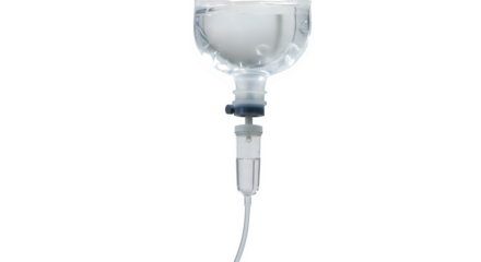 IV Drip on Black Shows Clear Fluid. Use for medical, healthcare content, infographics, presentations, and educational materials.