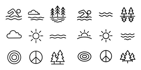 Fototapeta premium Minimalist Lake Icons