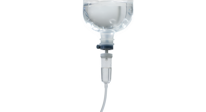 IV Drip on Black Shows Clear Fluid. Use for medical, healthcare content, infographics, presentations, and educational materials.