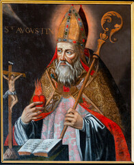 Painting (19th century) of Saint Augustine of Hippo. Saint of the Roman Catholic Church.