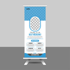 Medical roll up banner template design, creative minimal roll up banner stand for commercial and Multipurpose Use professional design.