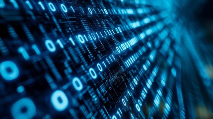 Dive into the digital world with glowing binary code, perfect for technology, coding, and futuristic concepts that need a modern, sleek aesthetic