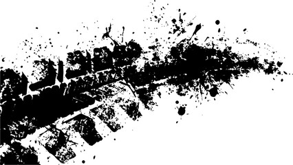 Tire trace track wheels texture and background, Auto tire tread grunge, Car wheel tyre tread track black tyre print, © Song Long