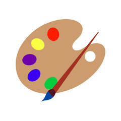 Color palette and brushes isolated on white background