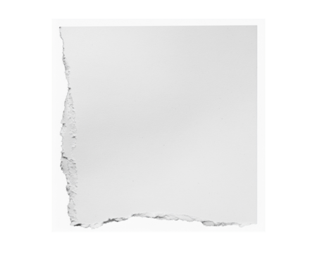 White torn paper texture blank page copy space image PNG on a transparent background vertical