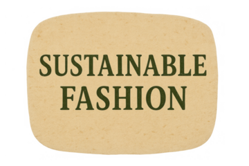 Sustainable fashion concept label with green eco-friendly text on a texture tag, promoting environmental consciousness