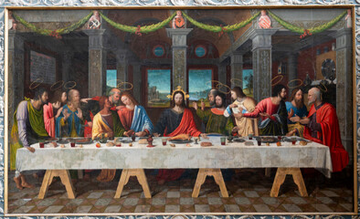 Painting (19th century) of Last supper of Jesus Christ.